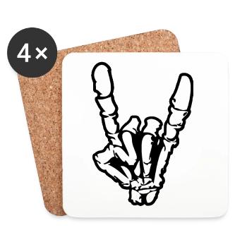 Rock and roll ou heavy metal signe de la main * - Dessous de verre (lot de 4) - blanc - Devant