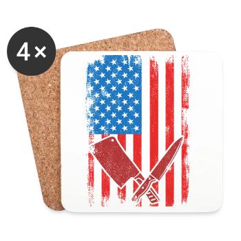 U.S. Flag Butcher - Coasters (set of 4) - white - Front
