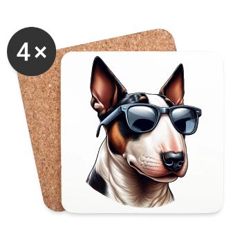 Niedlicher Pitbull Terrier mit Sonnenbrille - Untersetzer (4er-Set) - Weiß - Vorne