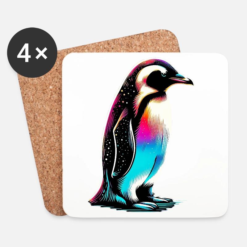 Pinguin - Untersetzer (4er-Set) - Weiß