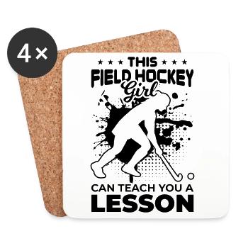 Feldhockey Mädchen - Untersetzer (4er-Set) - Weiß - Vorne