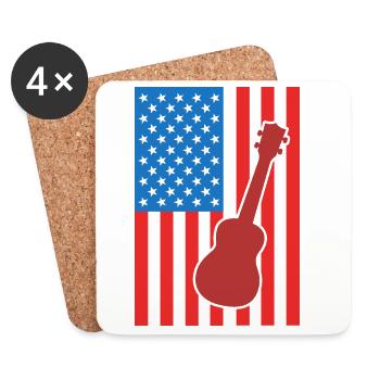 Ukulele USA Flagge - Untersetzer (4er-Set) - Weiß - Vorne