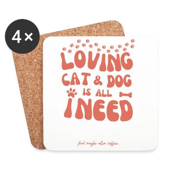 Katze und Hund zu lieben, ist alles, was ich brauche - Untersetzer (4er-Set) - Weiß - Vorne