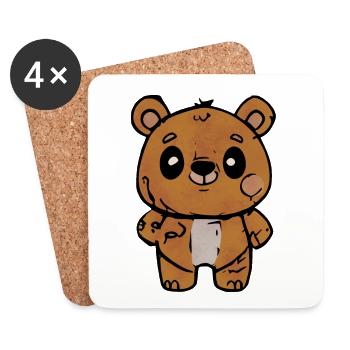 Cartoon Bear With Friendly Expression - Coasters (set of 4) - white - Front