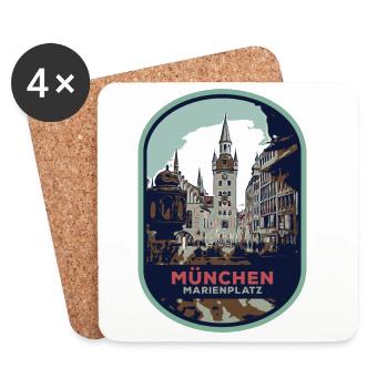 Münchner Altstadt: Charme des Marienplatzes - Untersetzer (4er-Set) - Weiß - Vorne