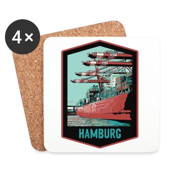 Hamburger Hafen und seine Schiffe - Untersetzer (4er-Set) - Weiß - Vorne