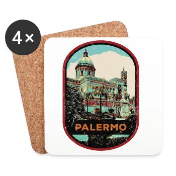 Sizilianische Erkundung: Authentisches Palermo - Untersetzer (4er-Set) - Weiß - Vorne
