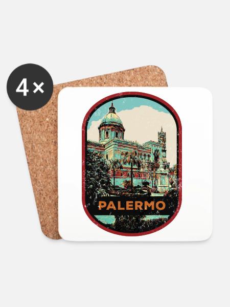 Sizilianische Erkundung: Authentisches Palermo - Untersetzer (4er-Set) - Weiß