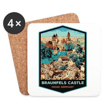 Illustration Braunfels Castle, Germany - Coasters (set of 4) - white - Front