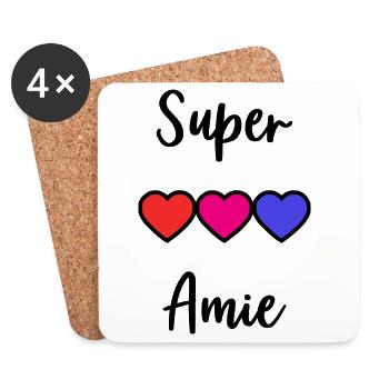 SUPER AMIE - Dessous de verre (lot de 4) - blanc - Devant