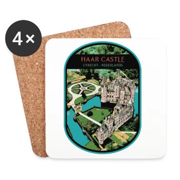 Illustration du château de Haar, Utrecht - Dessous de verre (lot de 4) - blanc - Devant