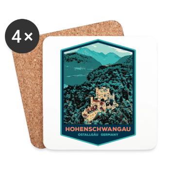 Illustration Hohenschwangau Castle, Bavaria - Coasters (set of 4) - white - Front