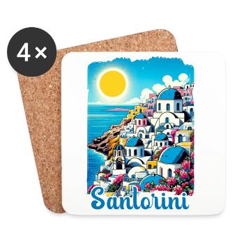 Santorini Greece Ocean Volcano Akrotiri - Coasters (set of 4) - white - Front