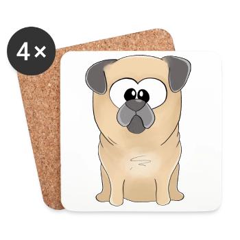 Mops Merlin - Untersetzer (4er-Set) - Weiß - Vorne