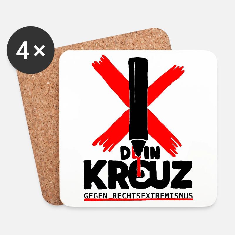 Dein Kreuz gegen Rechts - Untersetzer (4er-Set) - Weiß