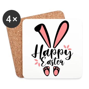 Joyeux lapin de Pâques - Dessous de verre (lot de 4) - blanc - Devant