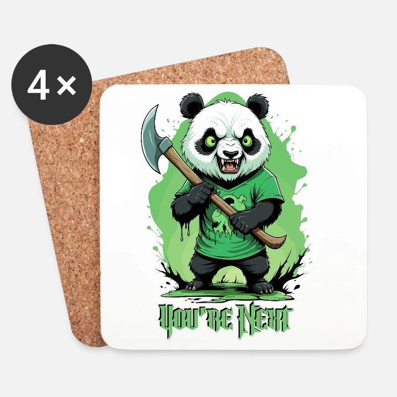 Zombie Panda - Untersetzer (4er-Set) - Weiß