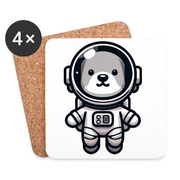 Space Paws: Der Astro-Welpe - Untersetzer (4er-Set) - Weiß - Vorne