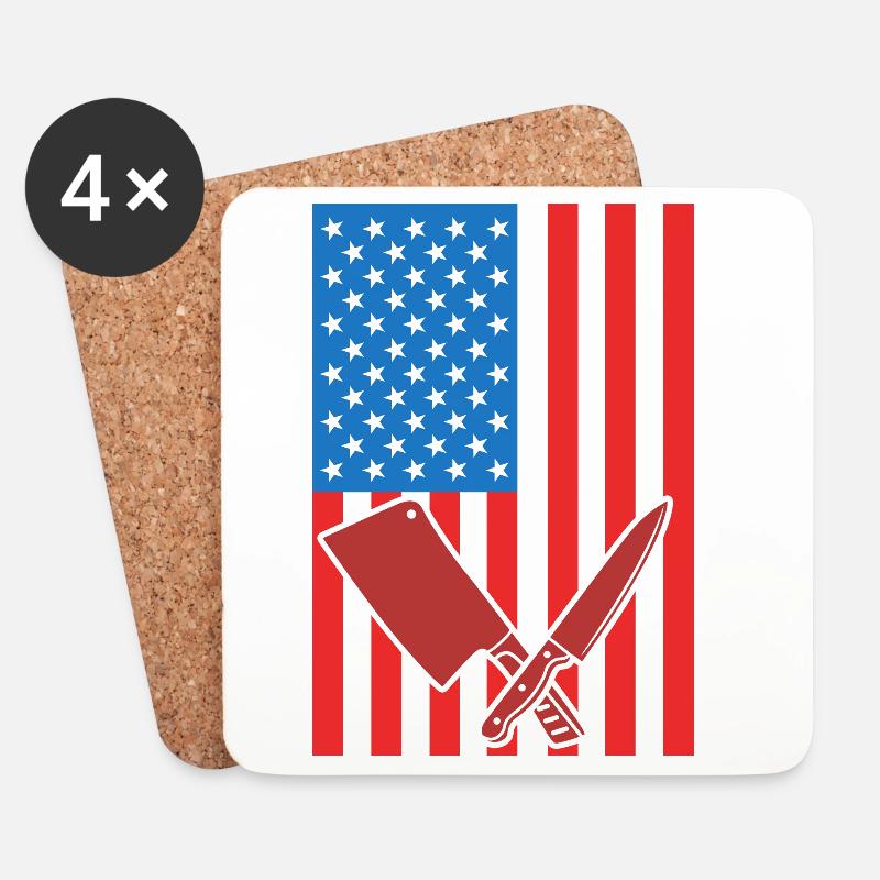 Metzger USA Flagge - Untersetzer (4er-Set) - Weiß