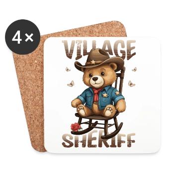 Ours le shérif du village - Dessous de verre (lot de 4) - blanc - Devant