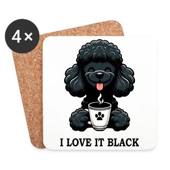 Schwarzer Pudel Kaffee I Love It Black - Untersetzer (4er-Set) - Weiß - Vorne