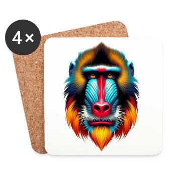 Mandrill Monkey - Coasters (set of 4) - white - Front