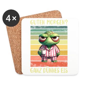 Schildkröte Morgenmuffel - Untersetzer (4er-Set) - Weiß - Vorne
