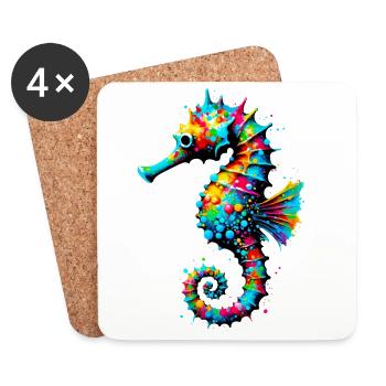 Hippocampe - Dessous de verre (lot de 4) - blanc - Devant