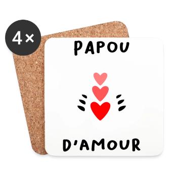 PAPOU. PAPA. FÊTE DES PÈRES. BONNE FÊTE PAPA - Dessous de verre (lot de 4) - blanc - Devant