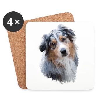 Australian Shepherd - Coasters (set of 4) - white - Front
