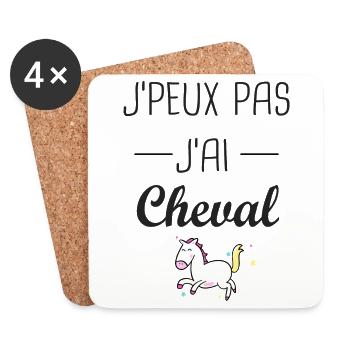 J'peux pas j ai cheval cavalière cavalier - Dessous de verre (lot de 4) - blanc - Devant