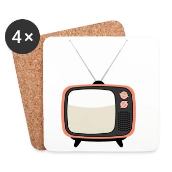 Retro TV Vintage Fernseher - Untersetzer (4er-Set) - Weiß - Vorne