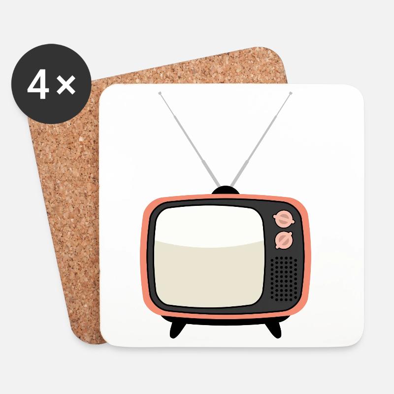 Retro TV Vintage Fernseher - Untersetzer (4er-Set) - Weiß