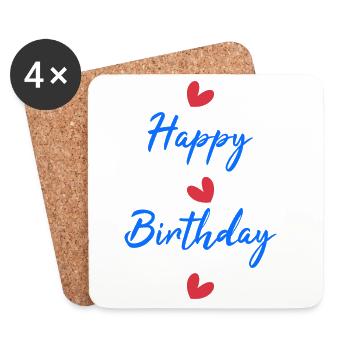 HAPPY BIRTHDAY. HAPPY BIRTHDAY. ANNIVERSARY. - Coasters (set of 4) - white - Front