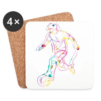 Soccer Player Line Art - Coasters (set of 4) - white - Front