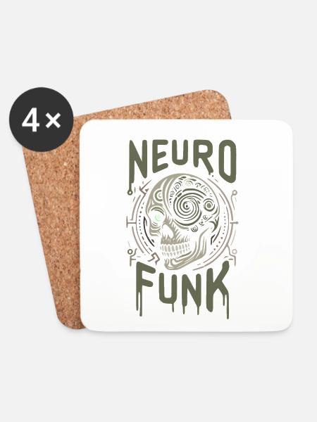 Neurofunk Skull Cyborg Drum and Bass Musik - Untersetzer (4er-Set) - Weiß
