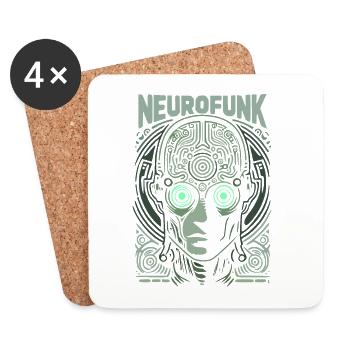 neurofunk tête de cyborg drum and bass music - Dessous de verre (lot de 4) - blanc - Devant