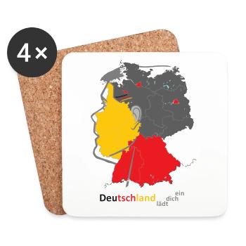 Deutschland Landkarte mit Farbblock - Untersetzer (4er-Set) - Weiß - Vorne