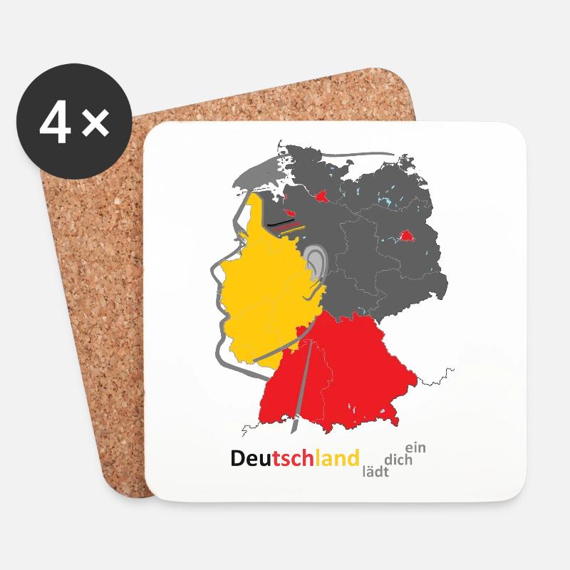 Deutschland Landkarte mit Farbblock - Untersetzer (4er-Set) - Weiß