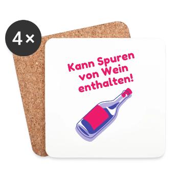 Kann Spuren von Wein enthalten | Lustige Sprüche - Untersetzer (4er-Set) - Weiß - Vorne