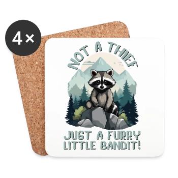 Not a thief, just a furry little bandit, Raccoon - Coasters (set of 4) - white - Front
