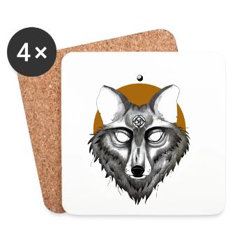 Mystischer Wolf mit Pentagramm Blick - Untersetzer (4er-Set) - Weiß - Vorne
