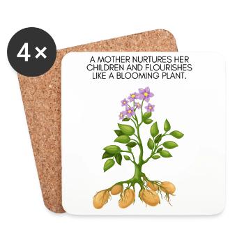 Growing Tree Motif - Coasters (set of 4) - white - Front