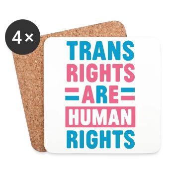 LGBTQ Pride Month - Trans Rights Are Human Rights - Coasters (set of 4) - white - Front