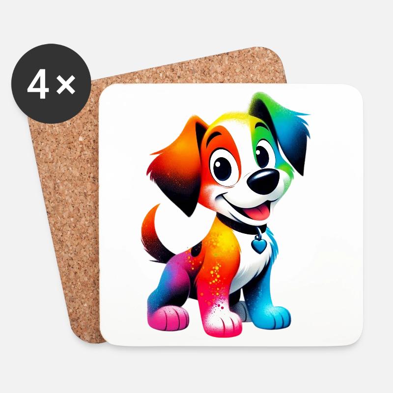 Hund - Untersetzer (4er-Set) - Weiß