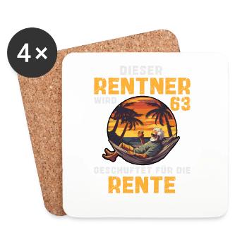 Lustig Rentner 63 Geburtstag Rente Senioren Spruch - Untersetzer (4er-Set) - Weiß - Vorne