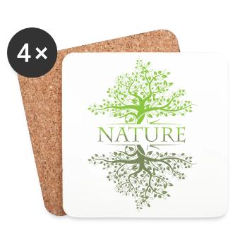 Baum Spiegelung Natur Wald Blatt Symbol Logo Icon - Untersetzer (4er-Set) - Weiß - Vorne