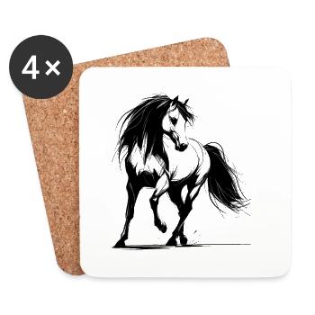 Majestic Black Stallion : grâce et puissance en mouvement - Dessous de verre (lot de 4) - blanc - Devant