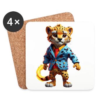 Cheetah Stilvolles Metropolitan Kindergeschenk - Untersetzer (4er-Set) - Weiß - Vorne