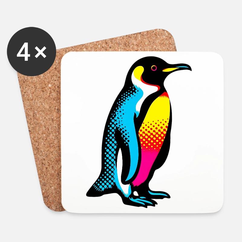 Pinguin - Untersetzer (4er-Set) - Weiß